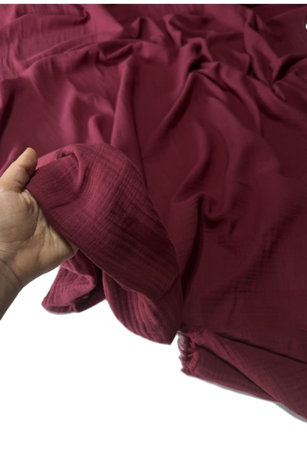 En 150 Çift En Çift Katlı %100 Pamuk Müslin Kimono, Elbise, Etek,pantolon ,bluz, Gömlek, Tekstil - bordo