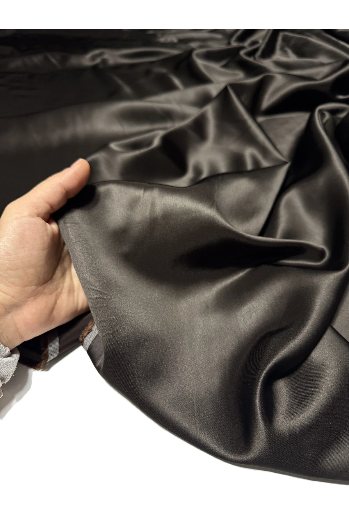 İpek Floş Saten Kumaş Renkli, Çift En, Dökümlü, Parlak, Mevsimlik, Polyestersiz - kahverengi