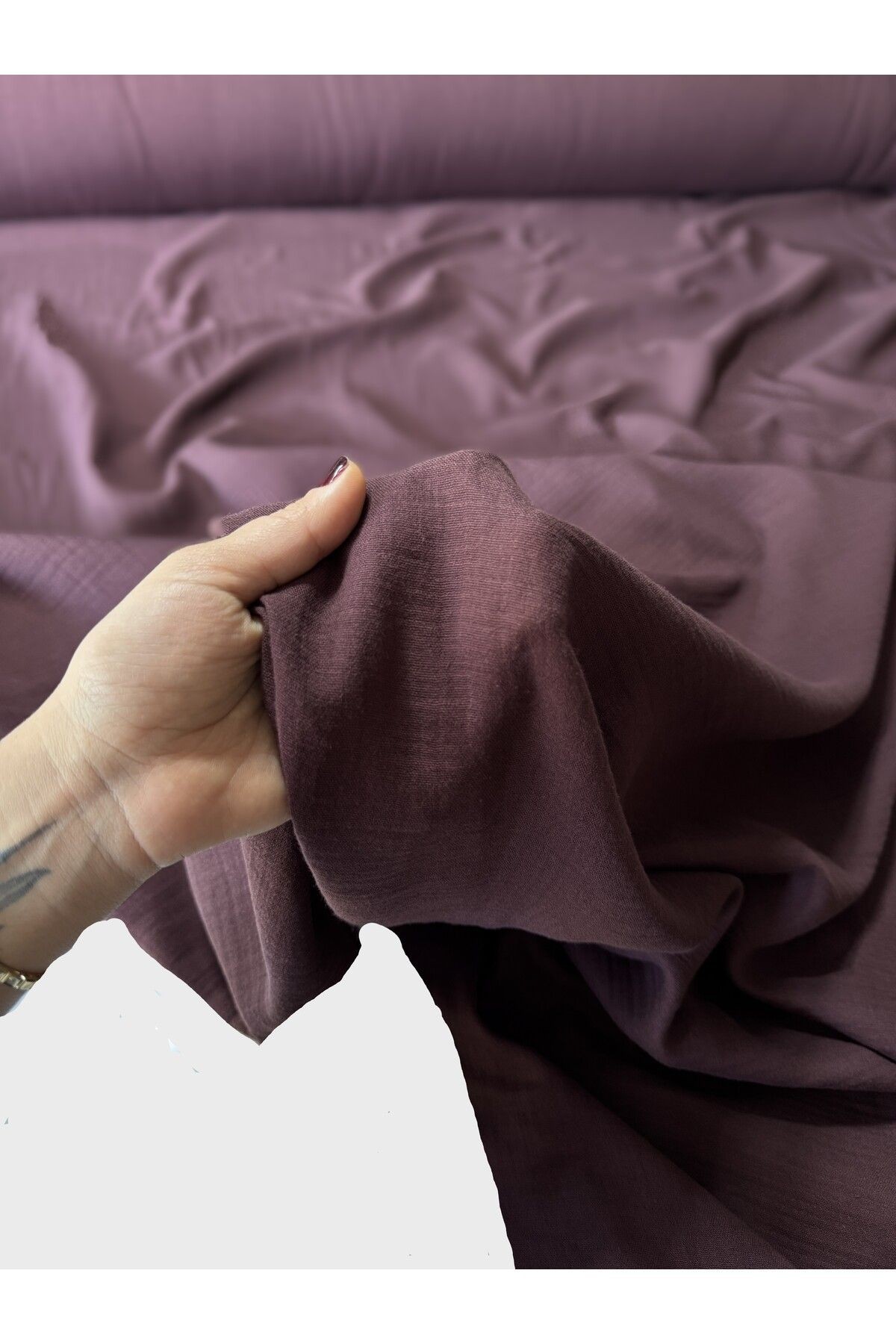 En 150 Çift En Çift Katlı %100 Pamuk Müslin Kimono, Elbise, Etek,pantolon ,bluz, Gömlek, Tekstil - mürdüm