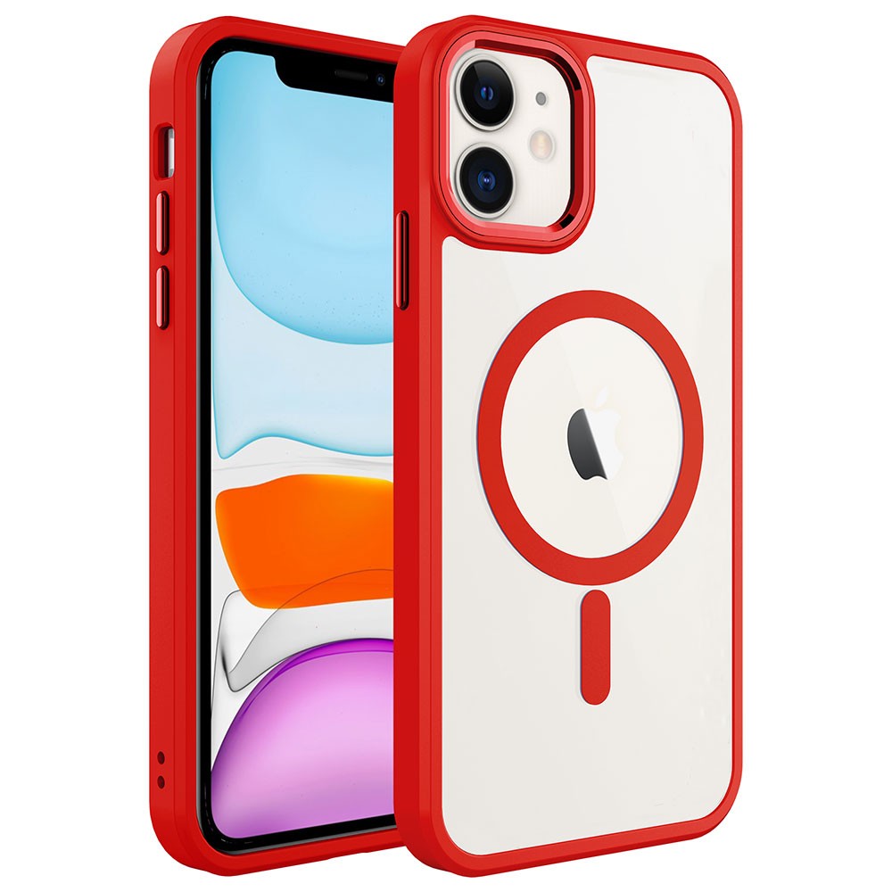 iPhone 11 Kılıf Wireless Şarj Özellikli Zore Krom Magsafe Silikon Kılıf