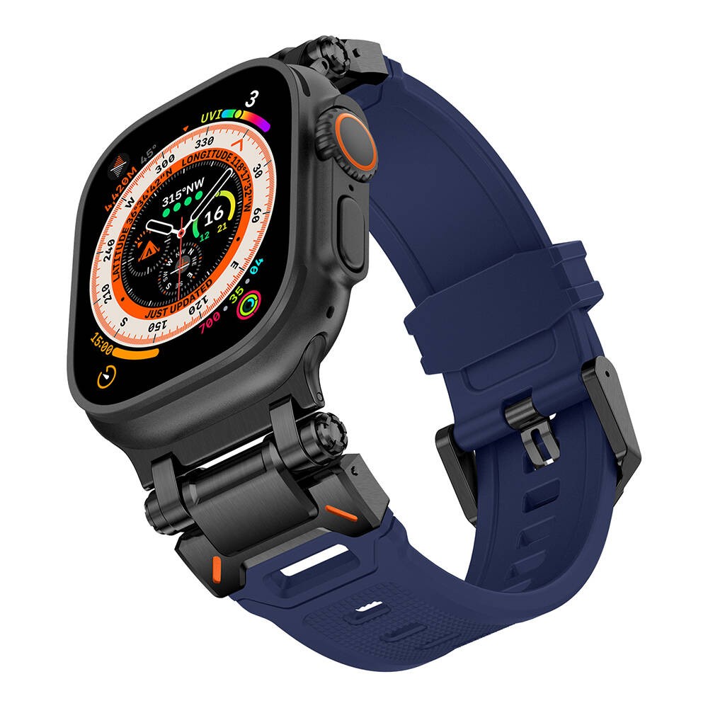 Watch Ultra 49mm Zore KRD-101 Titanyum Metal Başlıklı Silikon Kordon