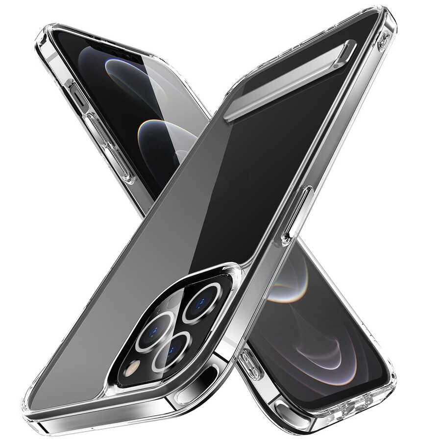 iPhone 12 Pro Max Standlı Şeffaf Silikon Zore L-Stand