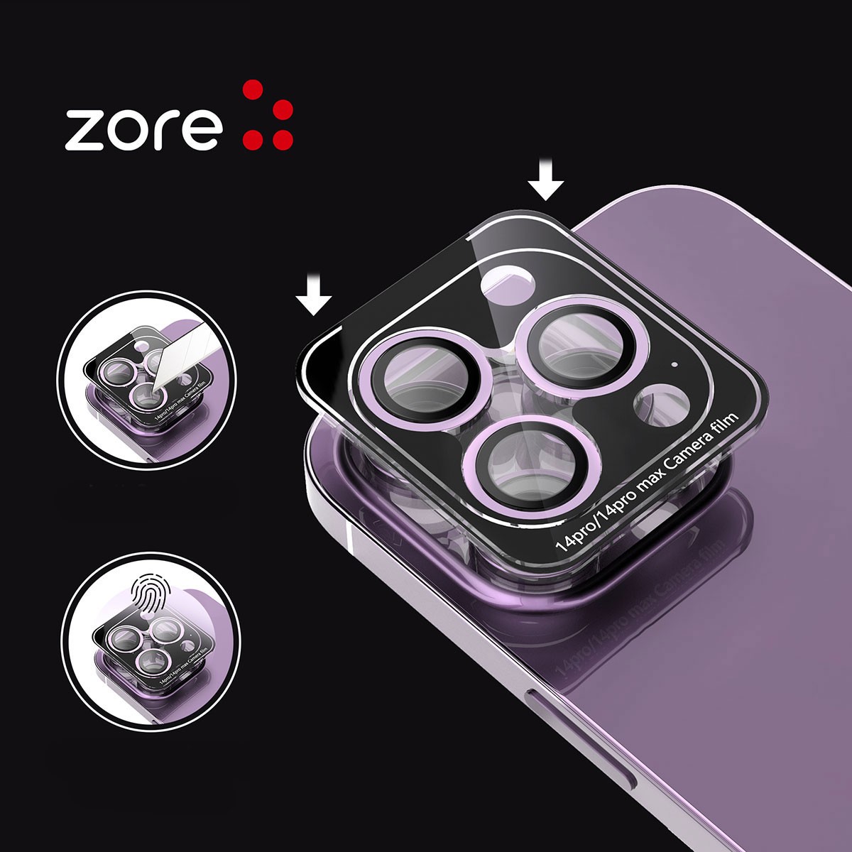 iPhone 14 Pro Max Zore CL-12 Premium Sapphire Anti-Fingerprint Anti-Reflective Camera Lens Protector