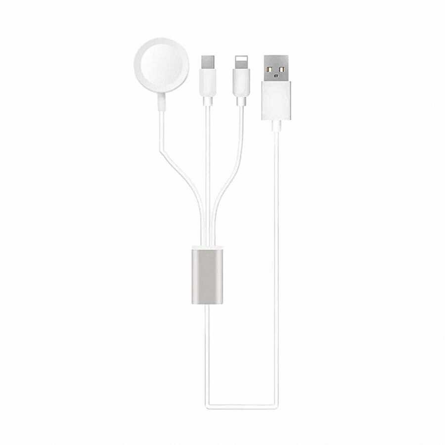 Zore Akıllı Saat 3 in 1 Lightning-Type-C-Wireless USB Şarj Kablosu