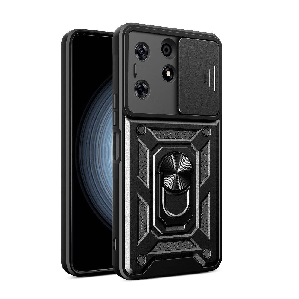 Tecno Spark 10 Pro Kılıf Magnetik Standlı Kamera Korumalı Zore Sürgülü Vega Kılıf