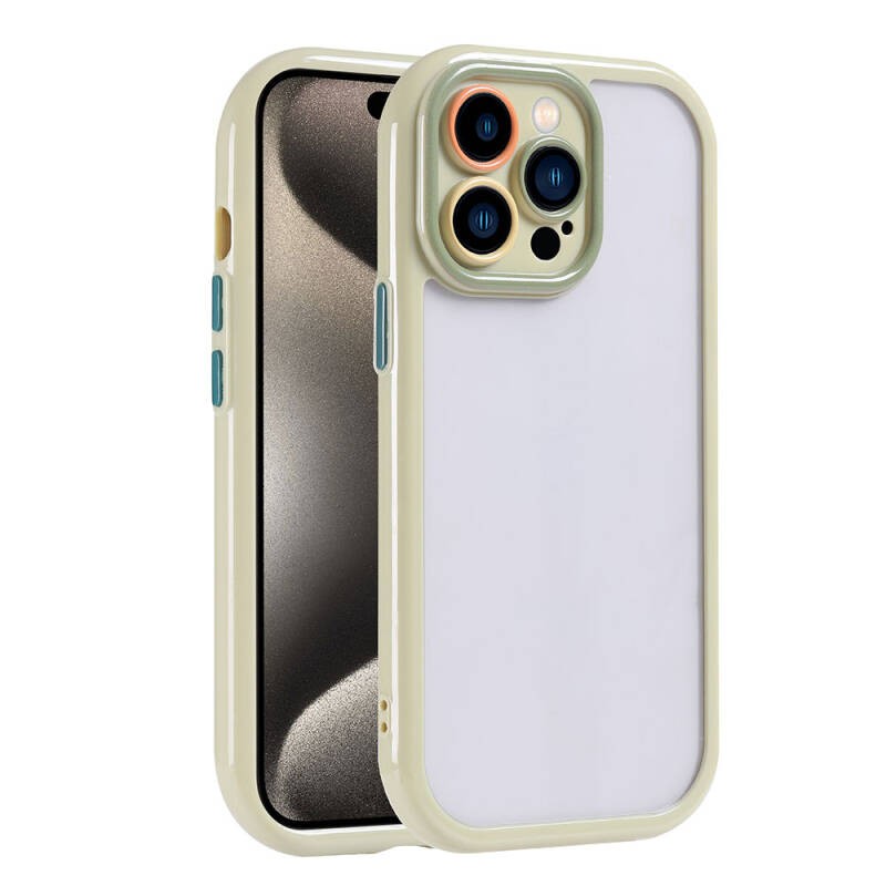 iPhone 15 Pro Max Case Camera Protected Zore Vitamin Cover with Colored Edge and Frame Design