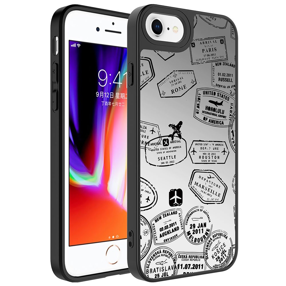 iPhone SE 2020 Aynalı Desenli Kamera Korumalı Parlak Zore Mirror Kapak