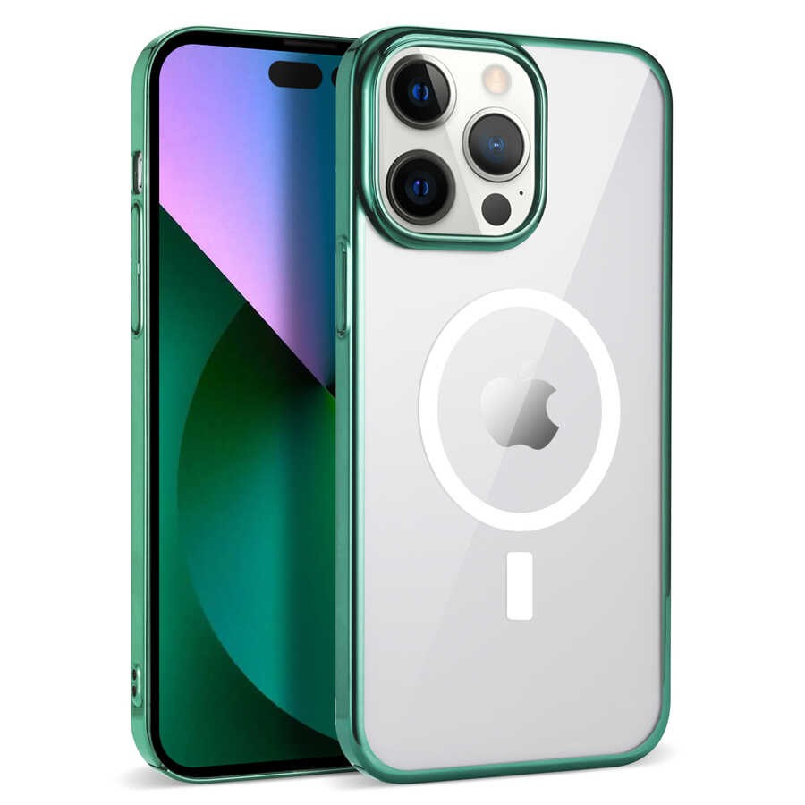 iPhone 13 Pro Case Pixel Magsafe Case with Zore Wireless Charging Feature