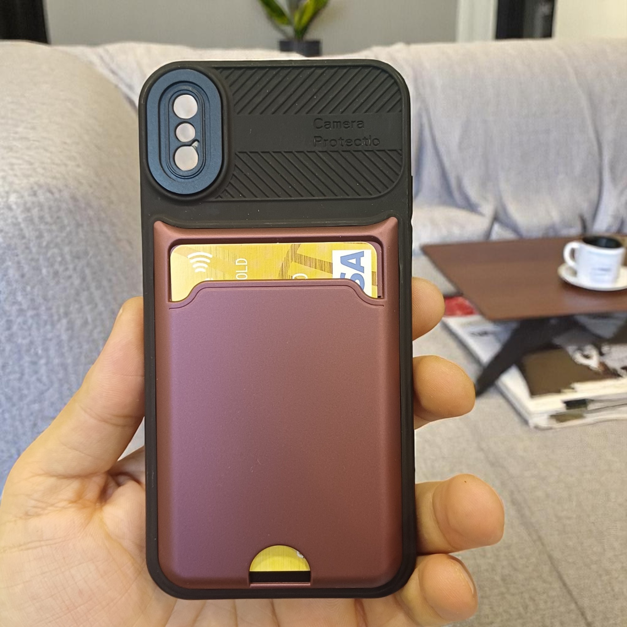 iPhone X/XS Uyumlu Kamera Korumalı Kartlıklı Kılıf(Çıkarılabilir Kamera Koruma)