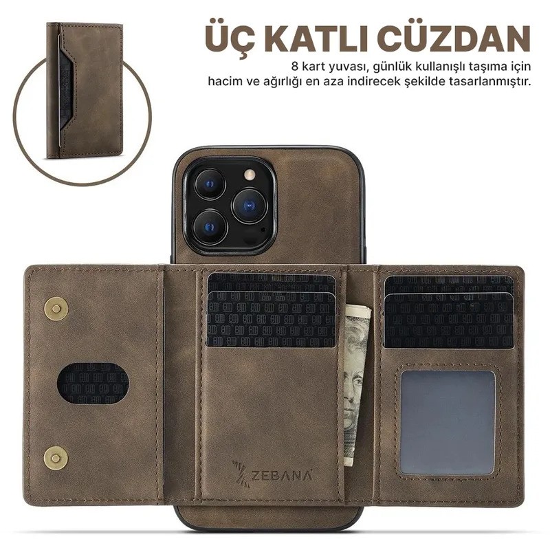 Apple-iphone 11 Uyumlu Zebana 2in1 Elite Class Cüzdanlı Deri Kılıf