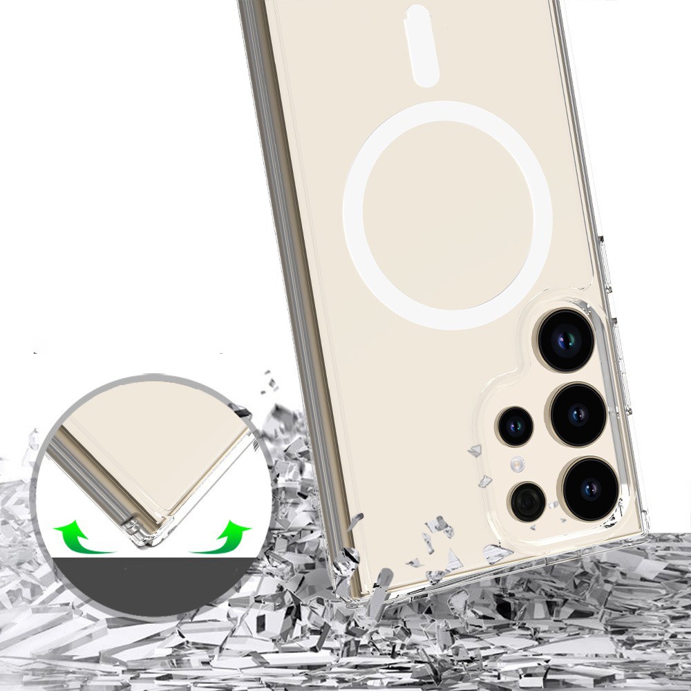 Galaxy S25 Ultra Magsafe Şarj Özellikli Şeffaf Sert PC Zore Embos