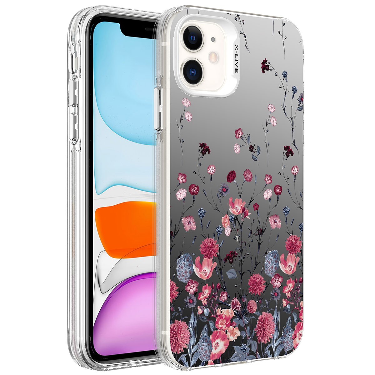 iPhone 11 Compatible Patterned Rona Silver Hard Case