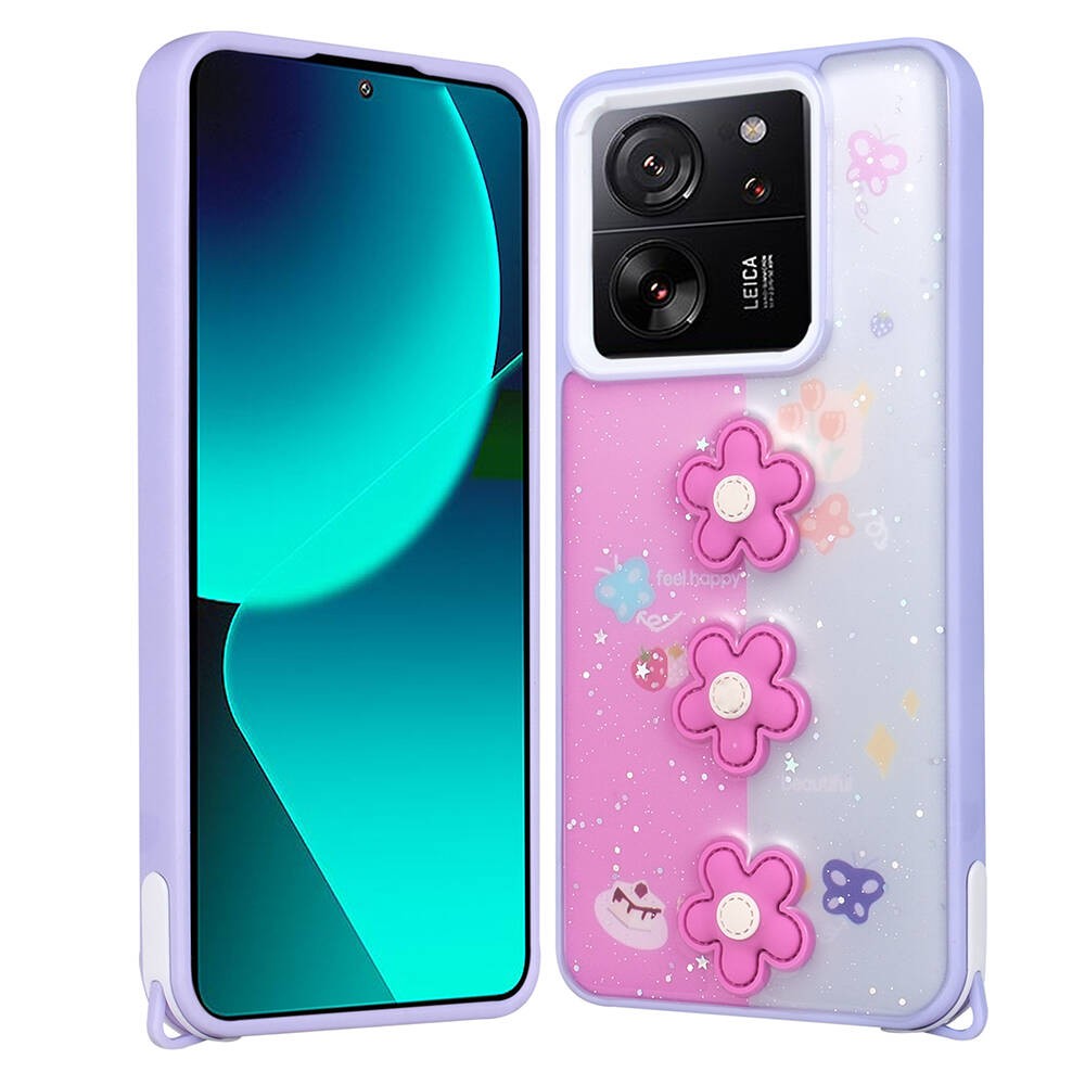Xiaomi Mi 13T Parlayan Simli Kabartma Figürlü Zore Cevze Kılıf
