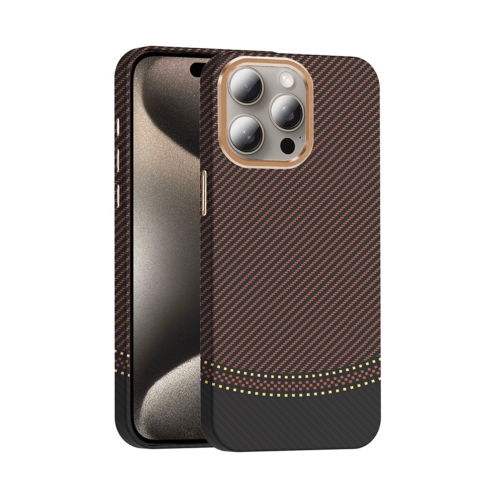 Apple iPhone 15 Pro Max Kılıf M-safe Şarj Özellikli Karbon Fiber Görünümlü Zore Gros Kapak