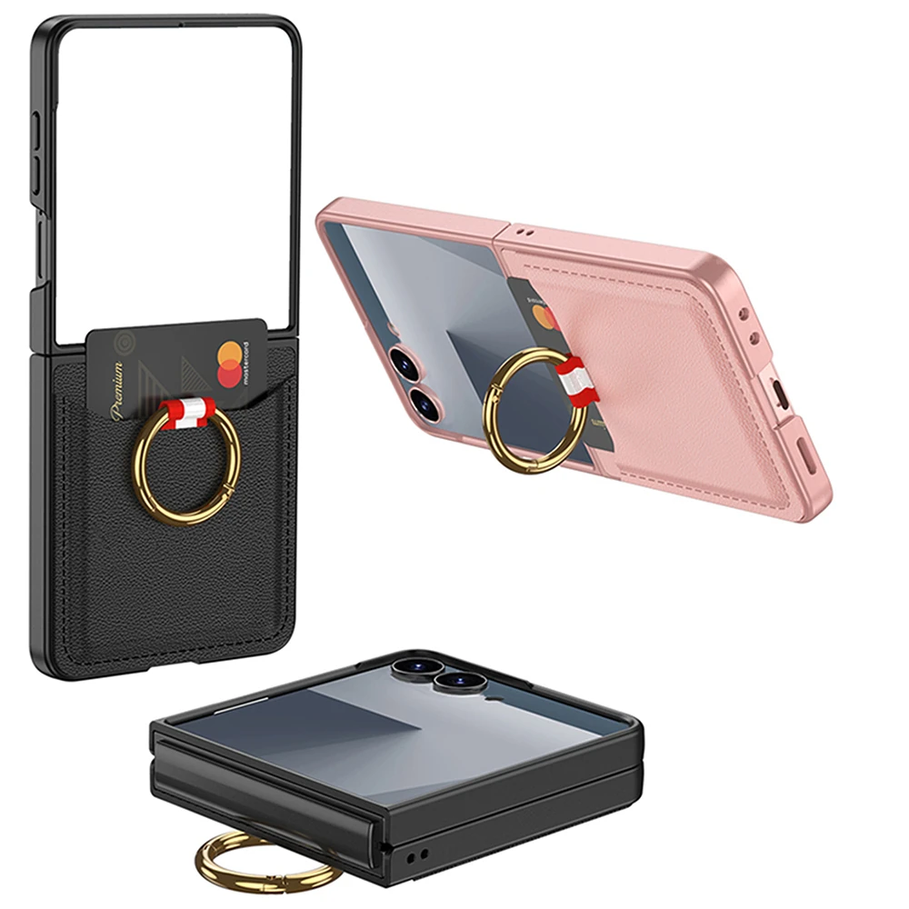 Galaxy Z Flip 7 Zore Kıpta Yüzüklü Kartlıklı Kapak