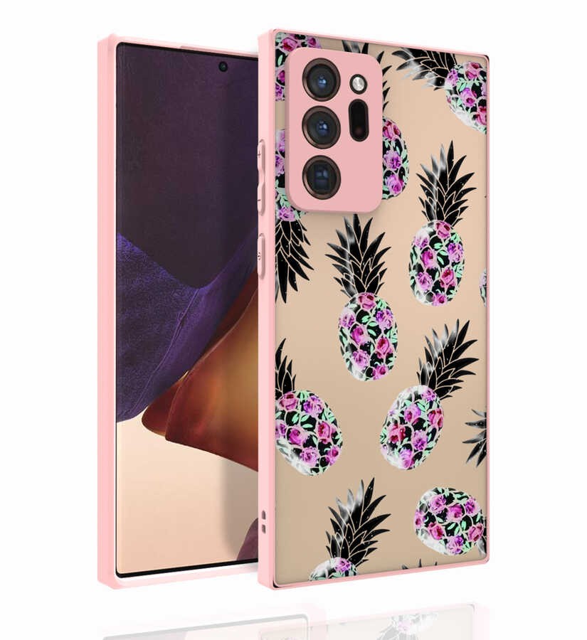 Galaxy Note 20 Ultra Compatible Patterned Camera Protected Glossy Rona Viola Case