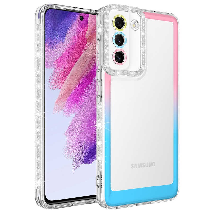 Galaxy S21 FE Kılıf Simli ve Renk Geçiş Tasarımlı Lens Korumalı Zore Park Kılıf