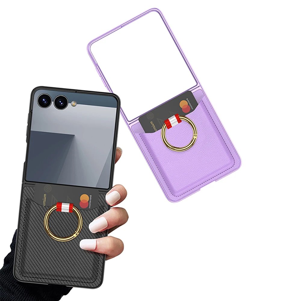 Galaxy Z Flip 7 Zore Kıpta Yüzüklü Kartlıklı Kapak