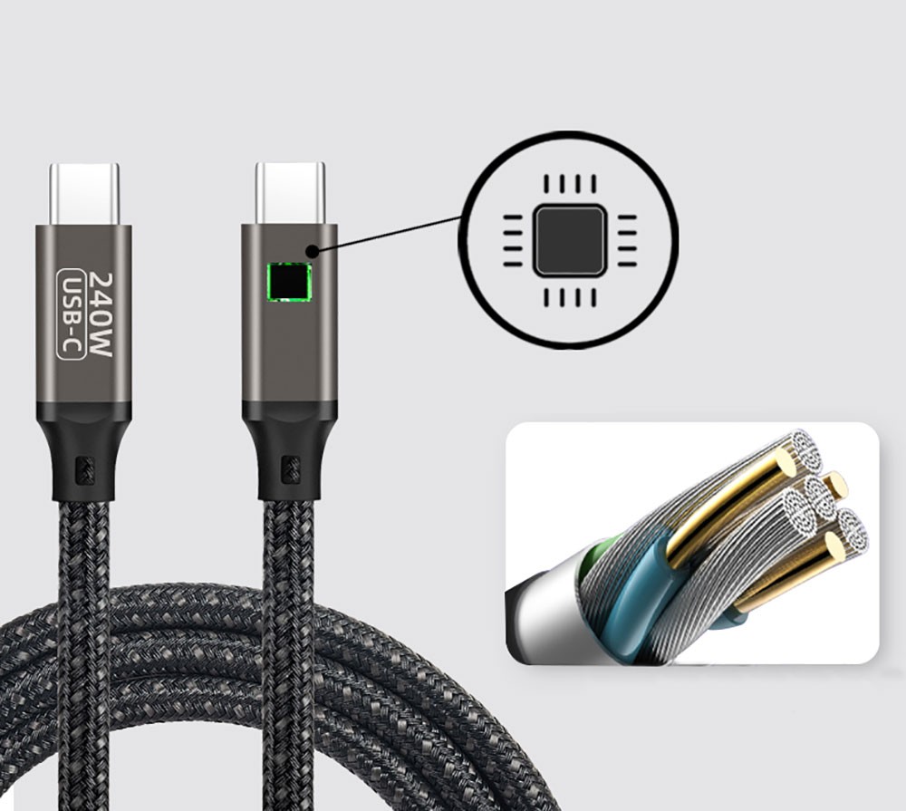 Zore QG02 Type-C to Type-C PD3.1 Data Cable 240W 480Mbps 1 Meter