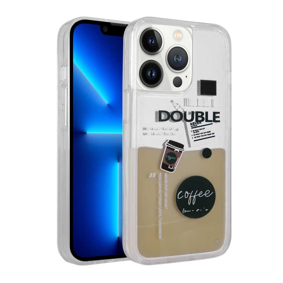 iPhone 12 Pro Max Desenli Sıvılı Zore Drink Silikon