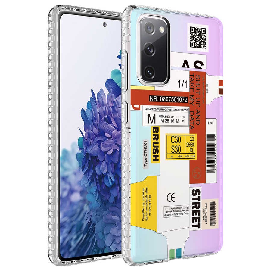Galaxy S20 FE Airbag Kenarlı Renkli Desenli Silikon Zore Elegans Kapak