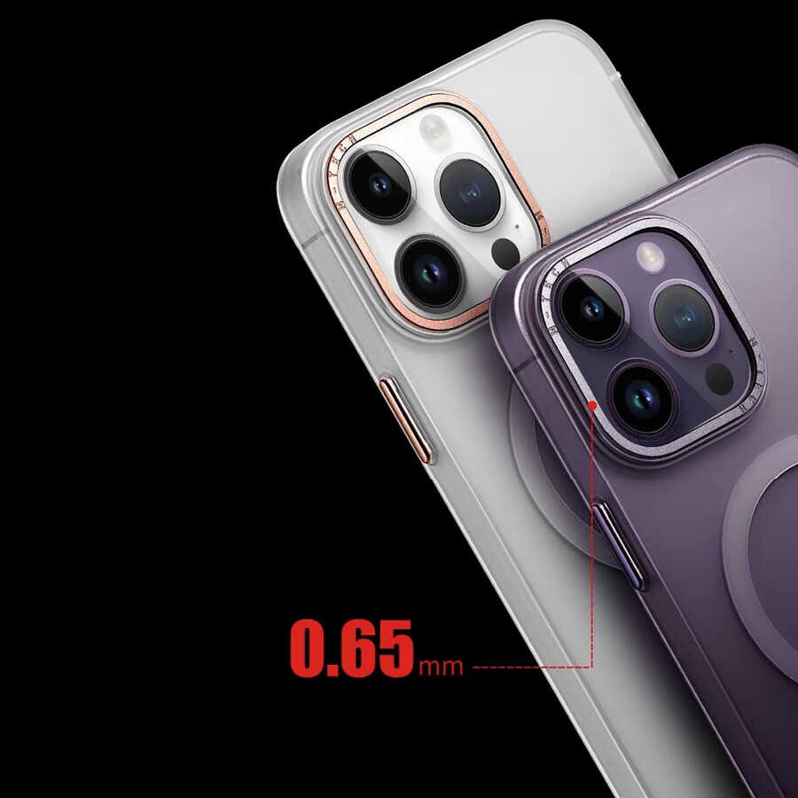 iPhone 14 Pro Max Uyumlu Magsafe Şarj Özellikli Buzlu Sert PC Zore Tuval Kapak