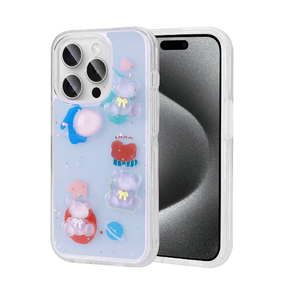 iPhone 15 Pro Kabartma Figürlü Parlak Zore Minimini Silikon