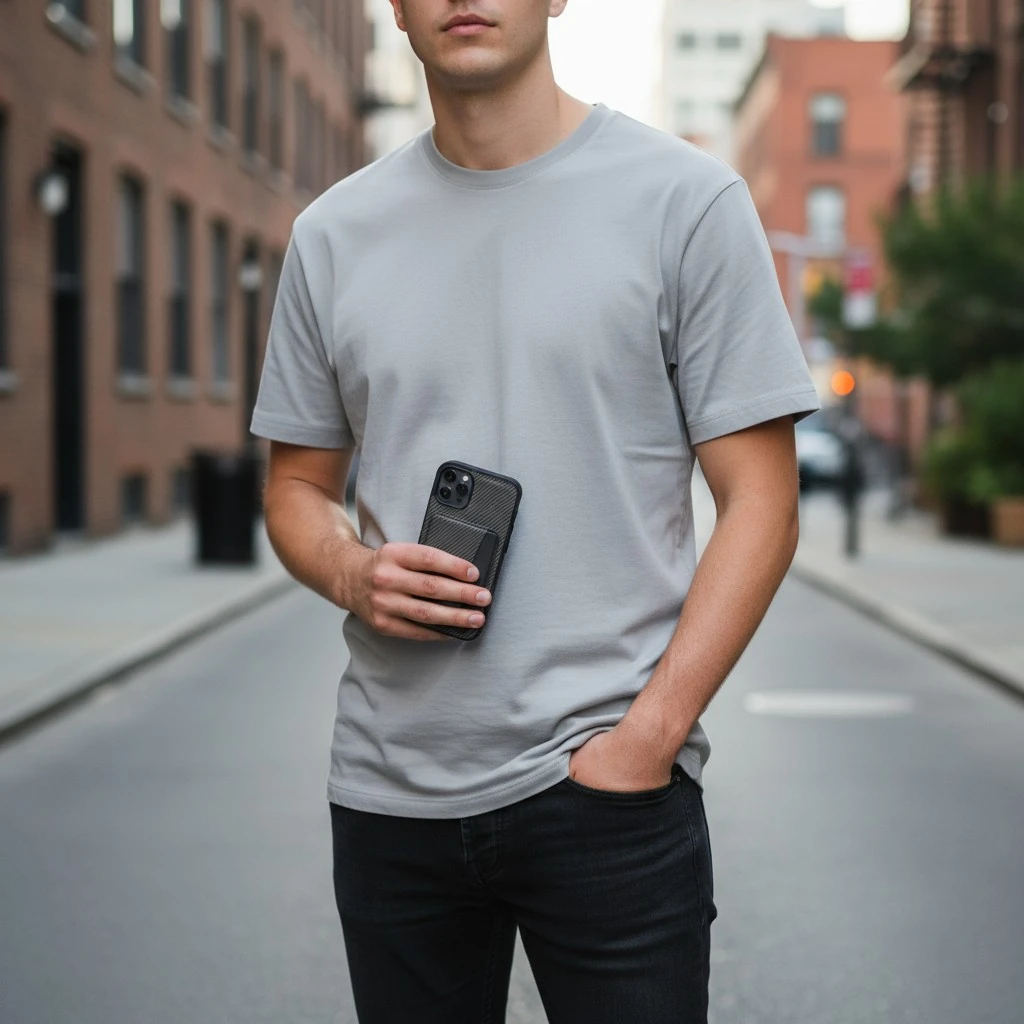 iPhone 13 Uyumlu Rona MagCarbon Fiber Doku Manyetik Kılıf + Kartlık Cüzdan