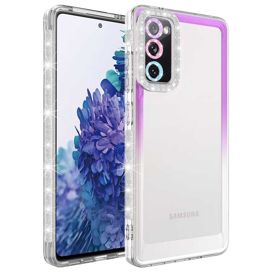 Galaxy S20 FE Kılıf Simli ve Renk Geçiş Tasarımlı Lens Korumalı Zore Park Kılıf
