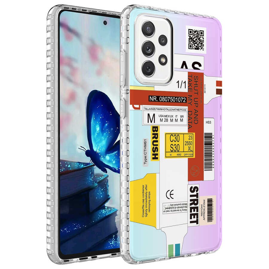Galaxy A23 Airbag Kenarlı Renkli Desenli Silikon Zore Elegans Kapak