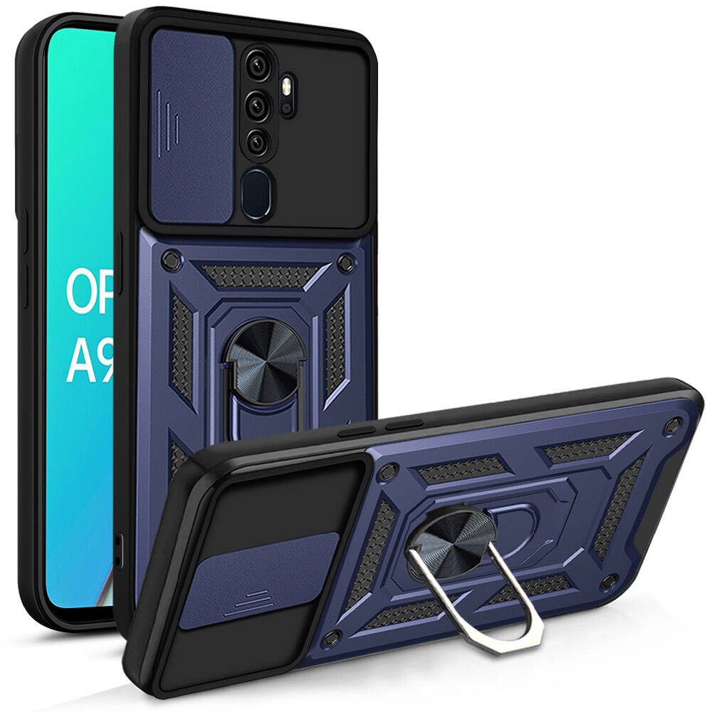 Oppo A9 2020 Kılıf Magnetik Standlı Kamera Korumalı Zore Sürgülü Vega Kılıf