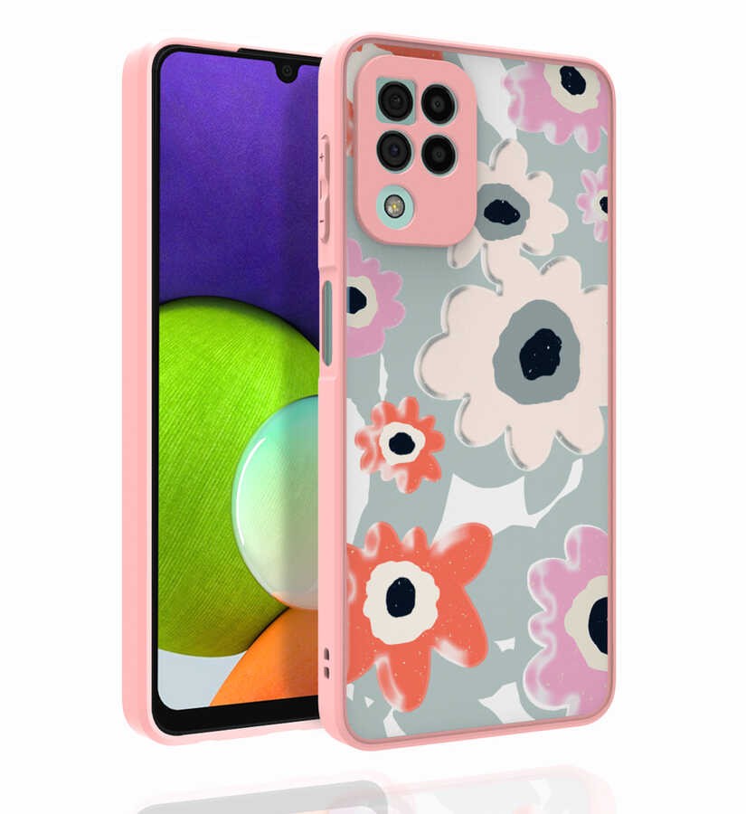 Galaxy M32 Desenli Kamera Korumalı Parlak Zore Nora Kapak