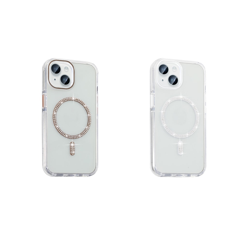 Apple iPhone 14 Kılıf Taşlı Tasarım M-safe Şarj Özellikli Zore Koment Silikon Kapak