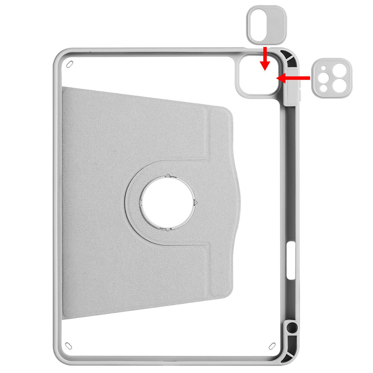 iPad Air 10.9 2022 (5.Nesil)  Zore Termik Kalem Bölmeli Dönebilen Standlı