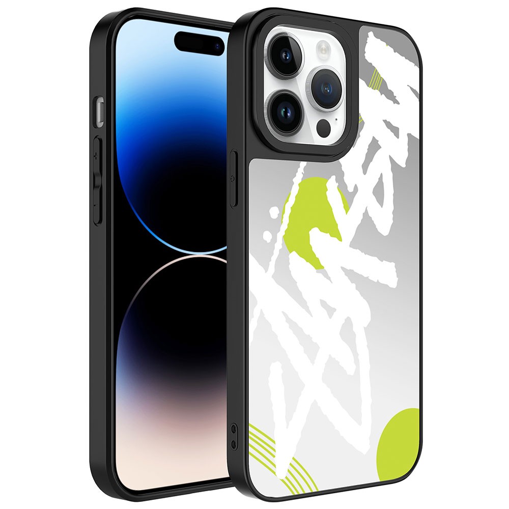 Mirrored Patterned Camera Protected Glossy Rona Mirror Case Compatible with iPhone 14 Pro