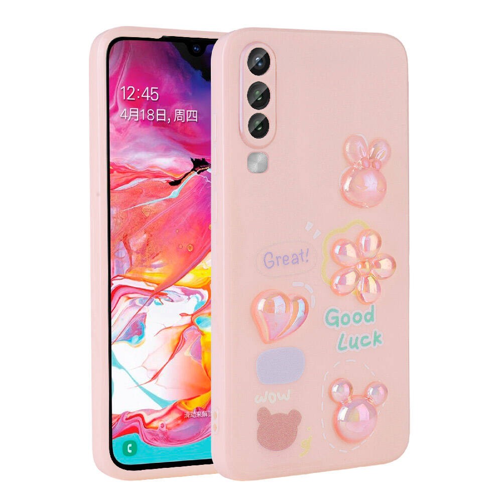 Galaxy A70 Kabartma Figürlü Parlak Zore Toys Silikon Kılıf