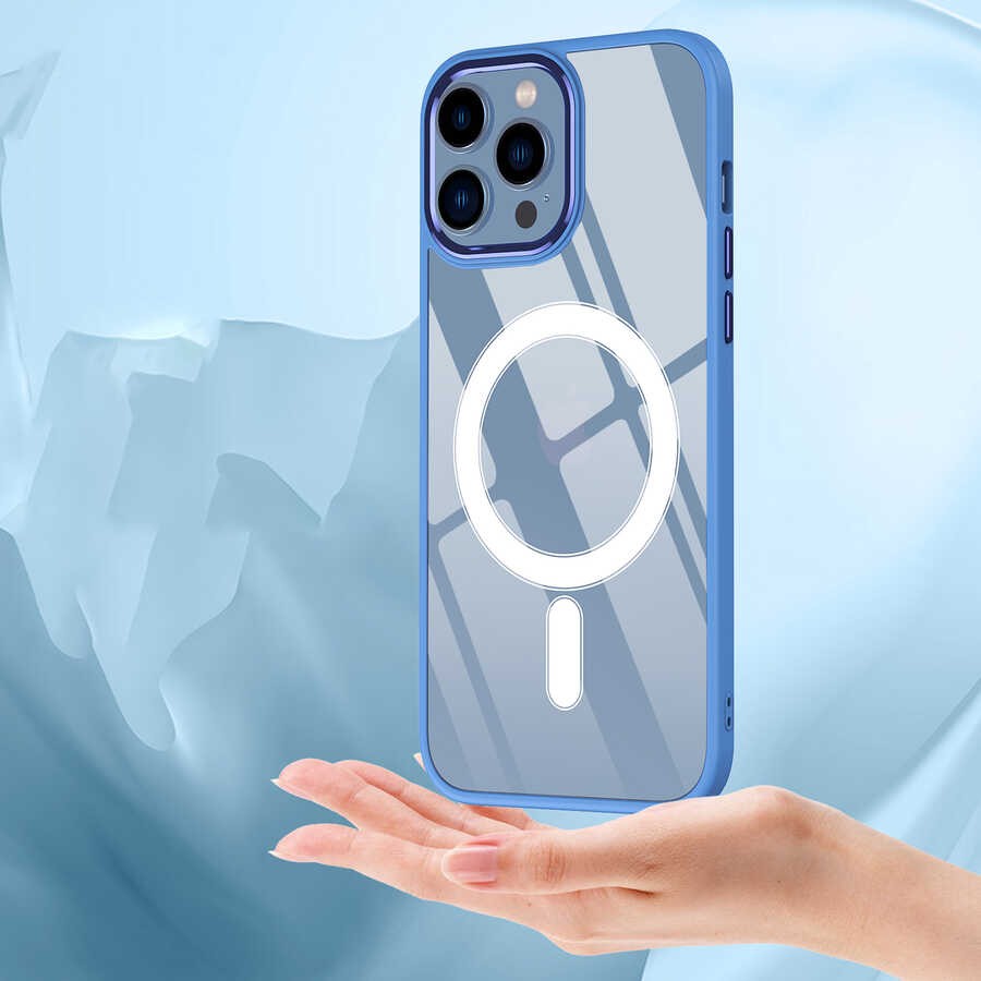 iPhone 12 Pro Kılıf Wireless Şarj Özellikli Zore Krom Magsafe Silikon Kılıf