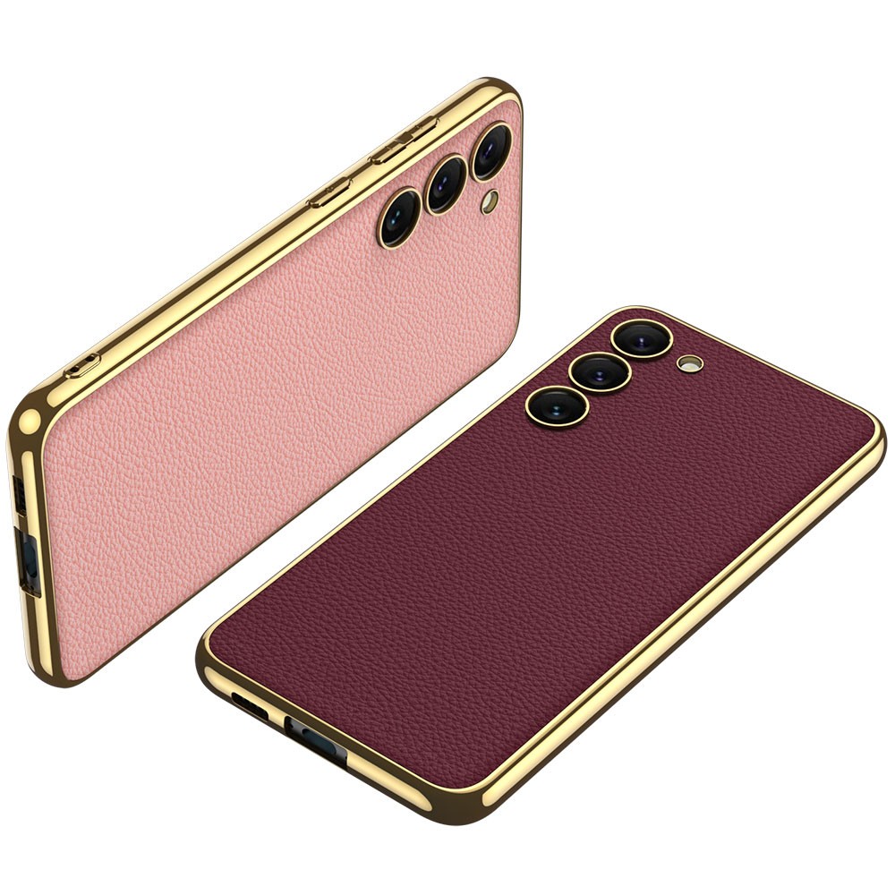 Galaxy S23 Plus Deri Görünümlü Kenarları Elektroplating Kaplama Zore Fizyon