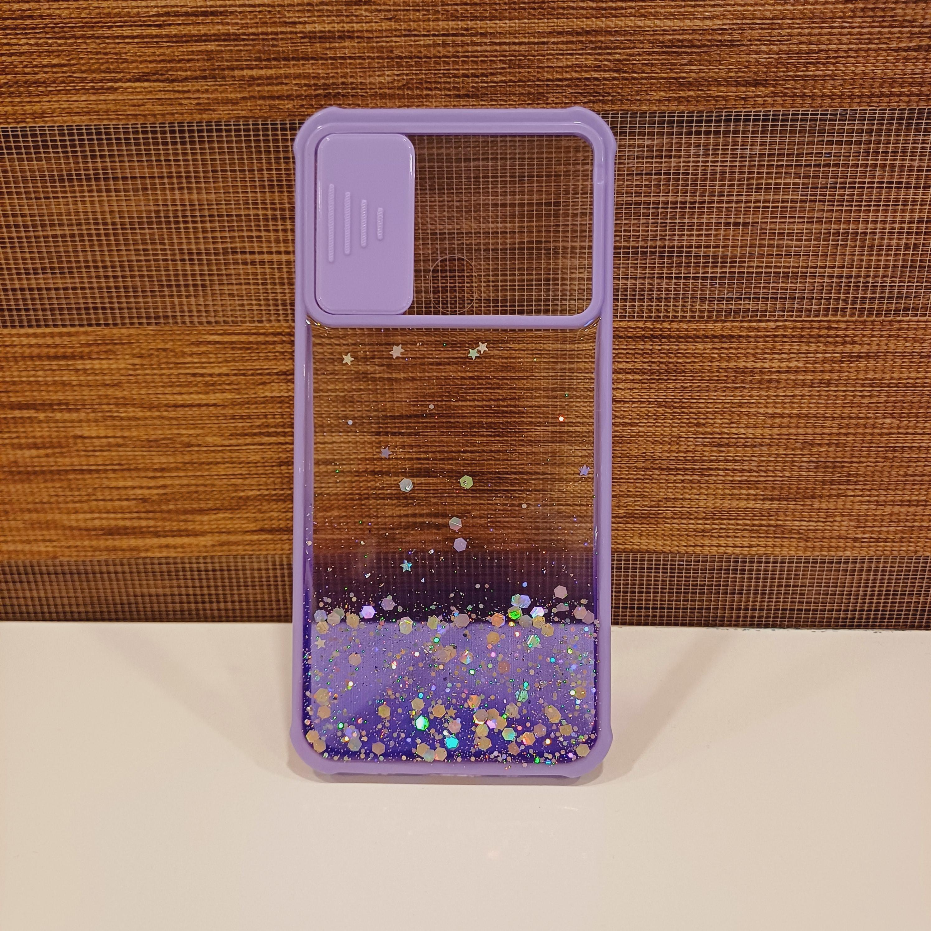 Samsung-Galaxy A11 Kamera Sürgülü Simli Renk Geçişli Kılıf