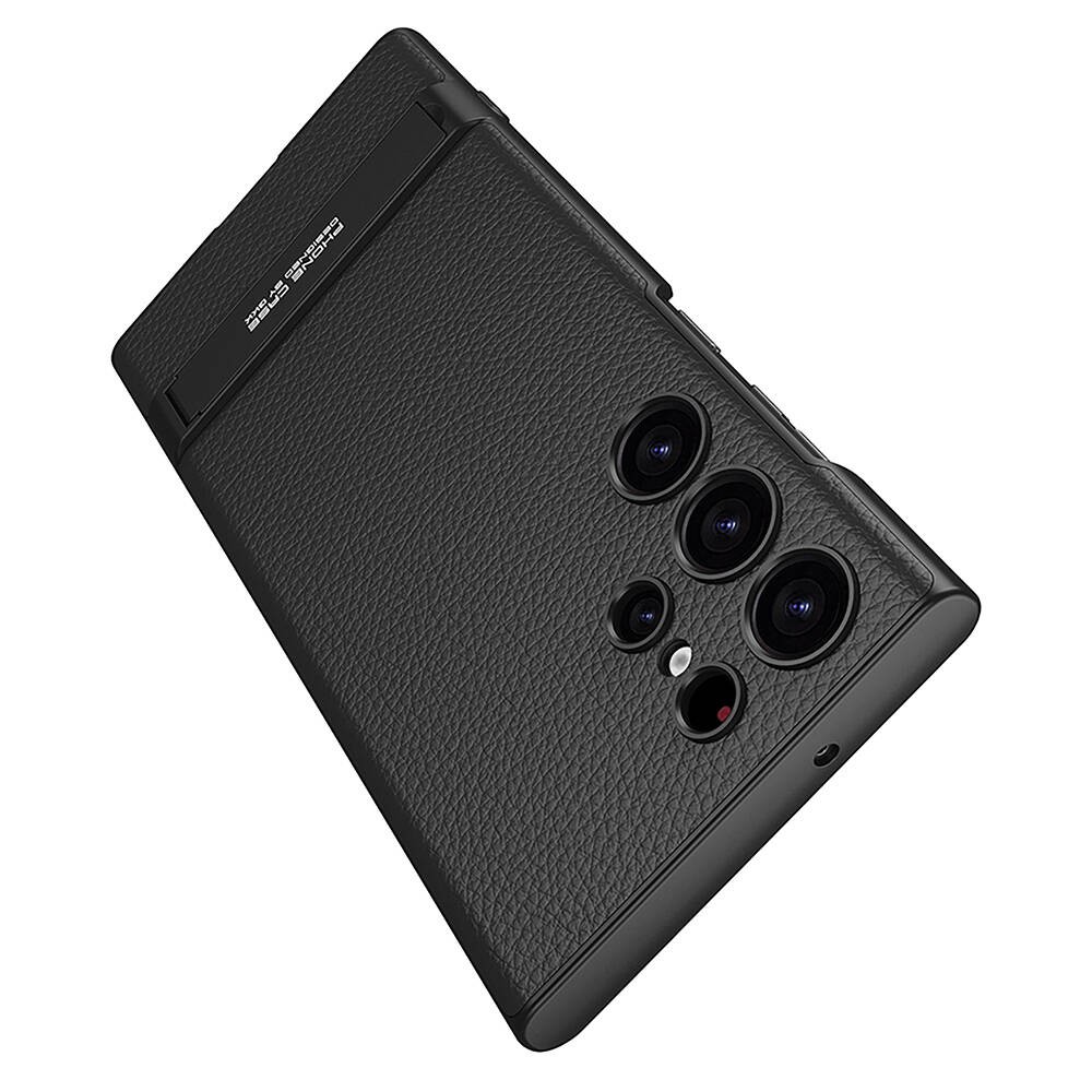 Galaxy S24 Ultra Zore Kamera Korumalı Leather Dikey Standlı Ays Kılıf