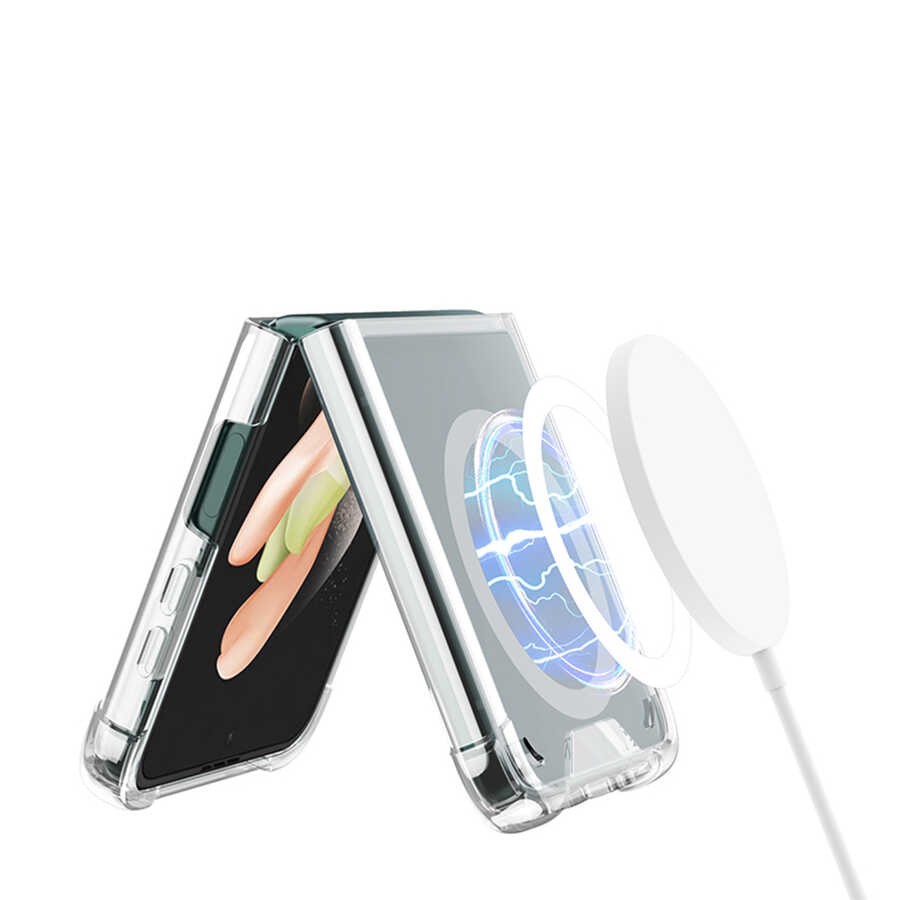 Galaxy Z Flip 3 Wireless Şarj Özellikli Airbagli Zore Kıpta Anti Shock Magsafe