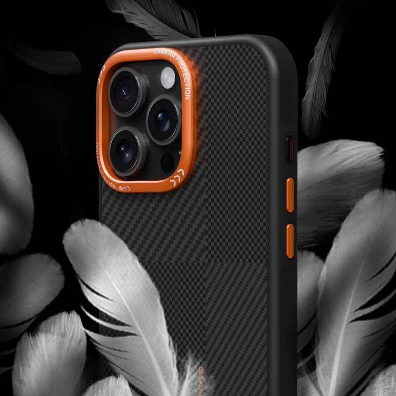 iPhone 14 Pro Max Case Carbon Fiber Look Zore Camping Case with Magsafe Charging Feature