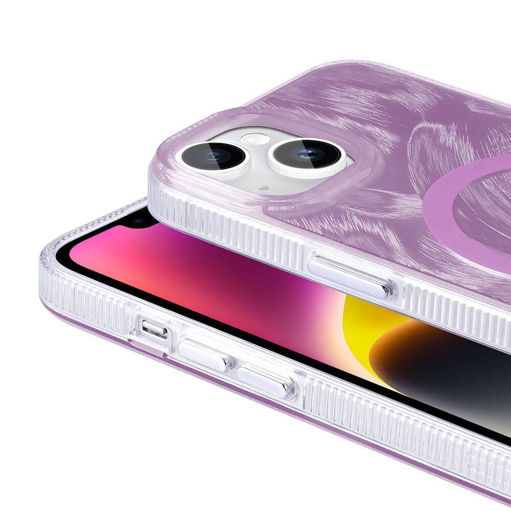 iPhone 14 Magsafe Şarj Özellikli Fırça Boya Desenli Zore Palet