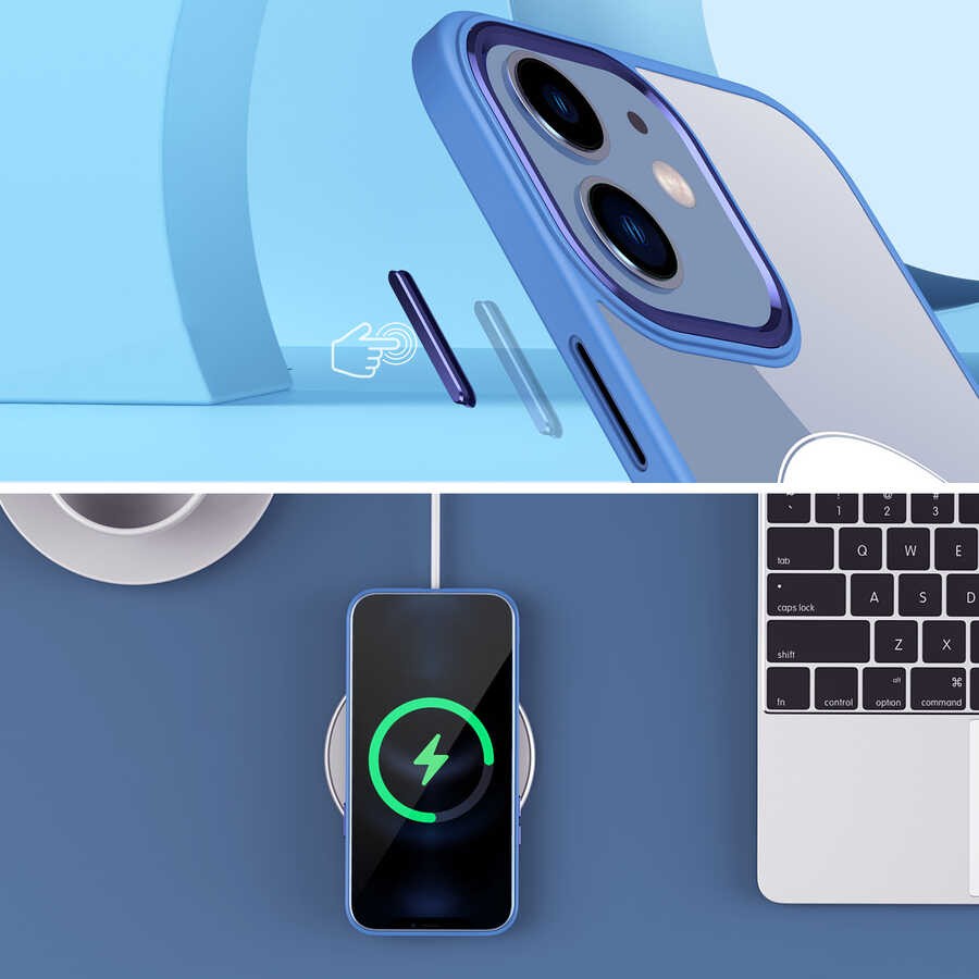 iPhone 12 Uyumlu Wireless Şarj Özellikli Rona Krom Magsafe Silikon Kılıf