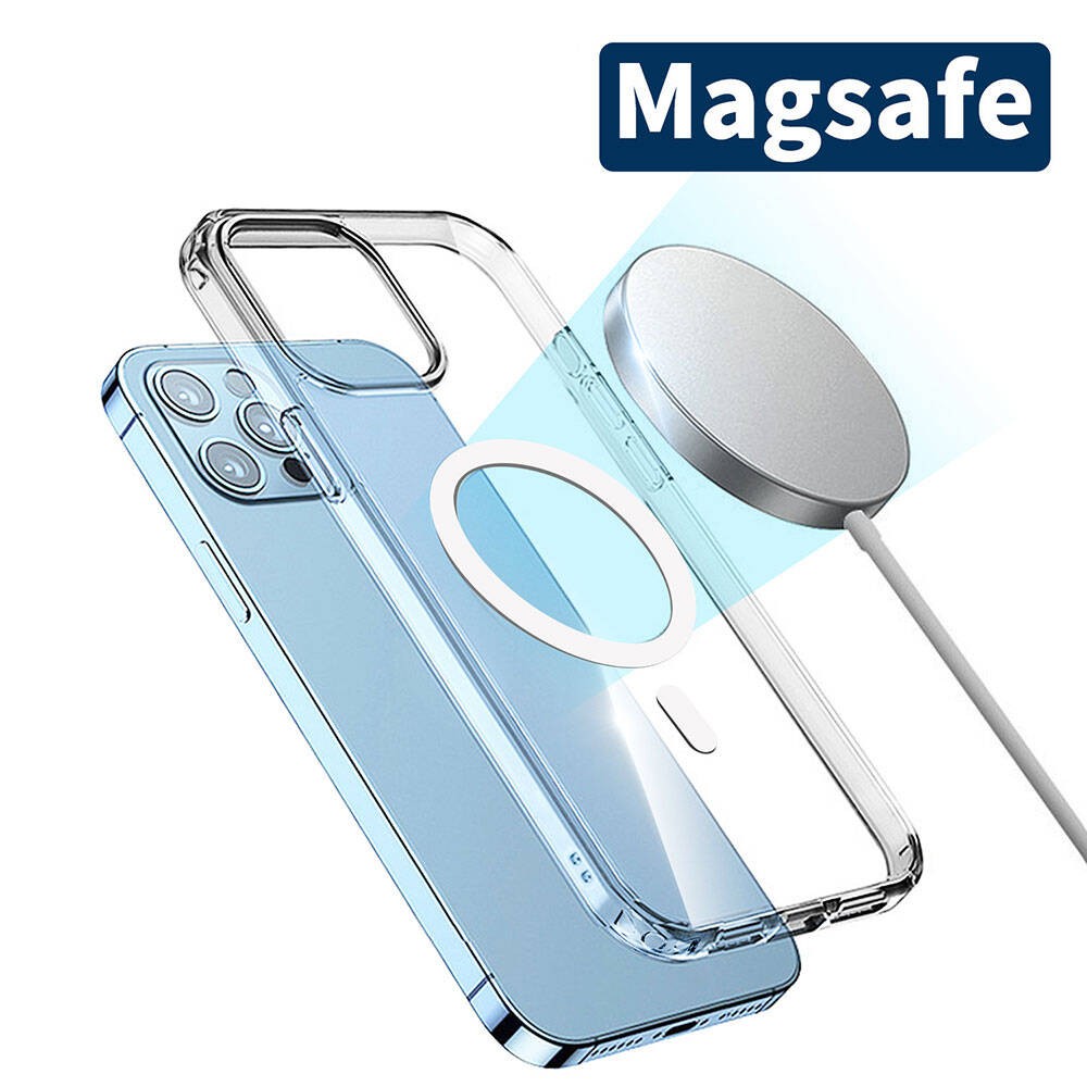iPhone 15 Pro Max Magsafe Şarj Özellikli Şeffaf Sert PC Zore Embos