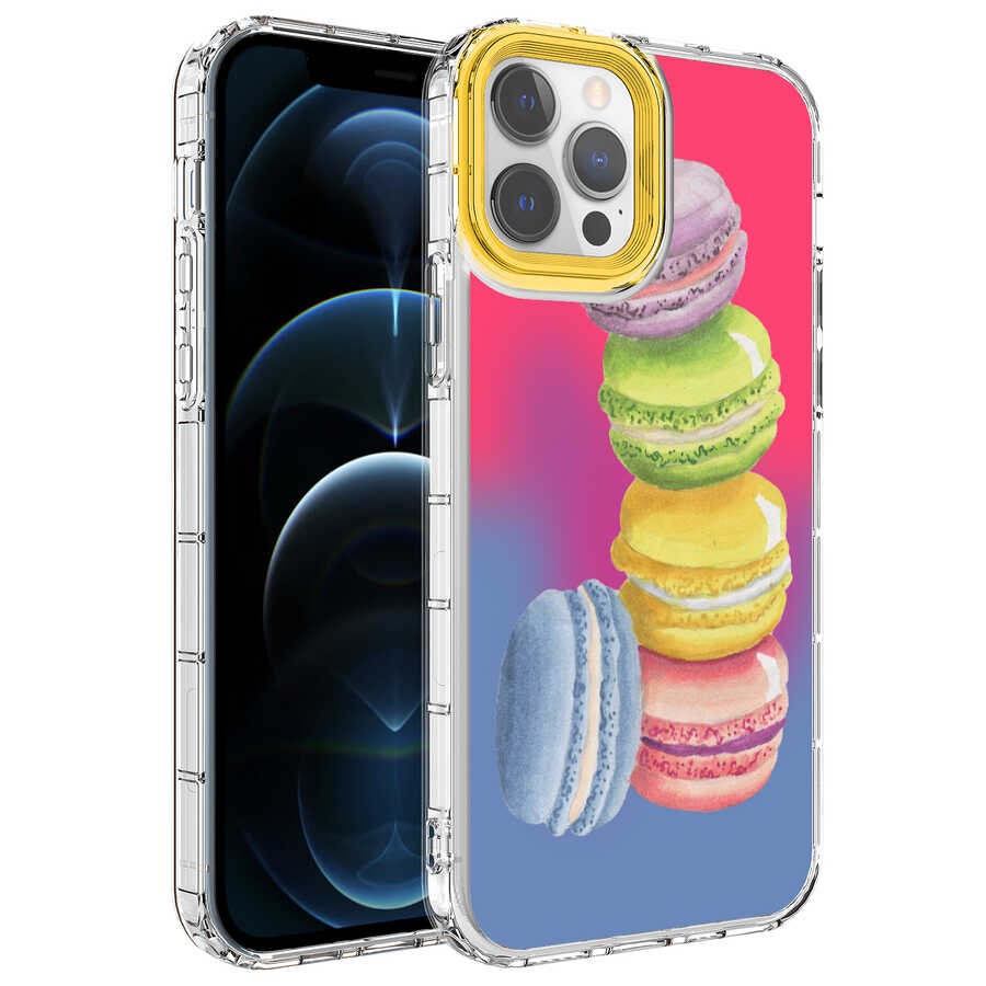 iPhone 13 Pro Max Compatible Camera Protected Colorful Patterned Hard Silicone Rona Patterned Case