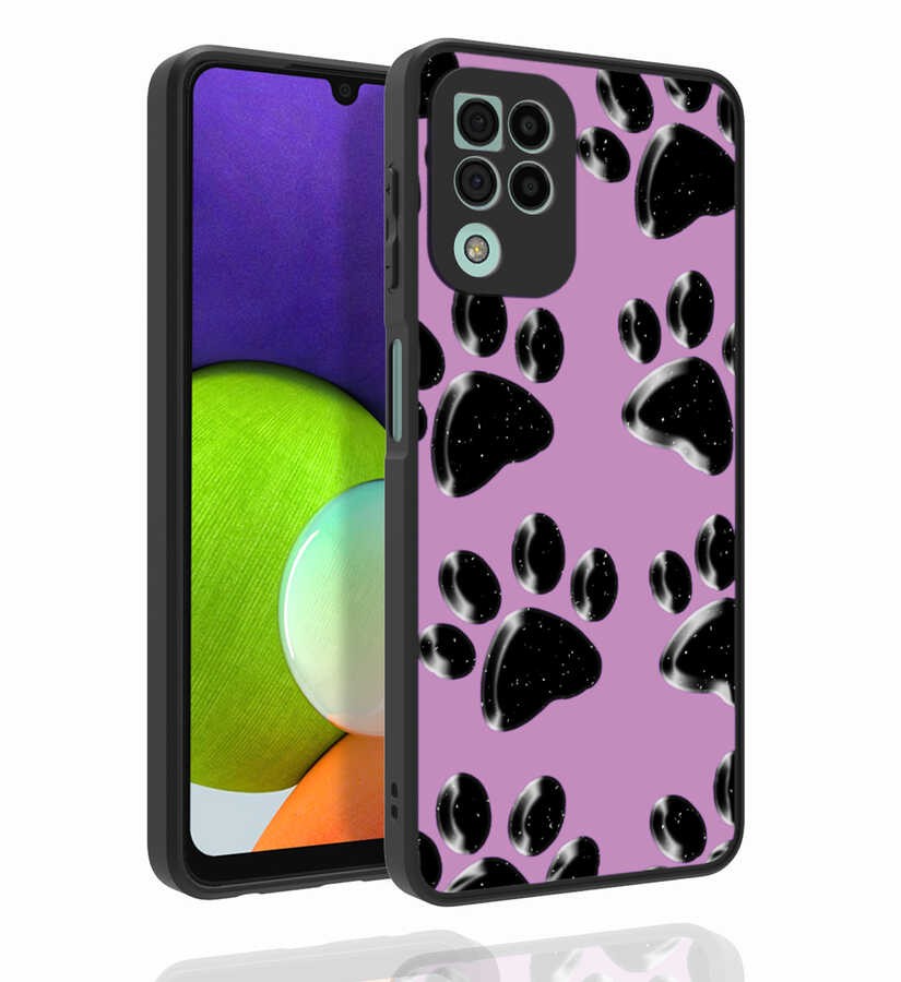 Galaxy A22 4G Desenli Kamera Korumalı Parlak Zore Nora Kapak