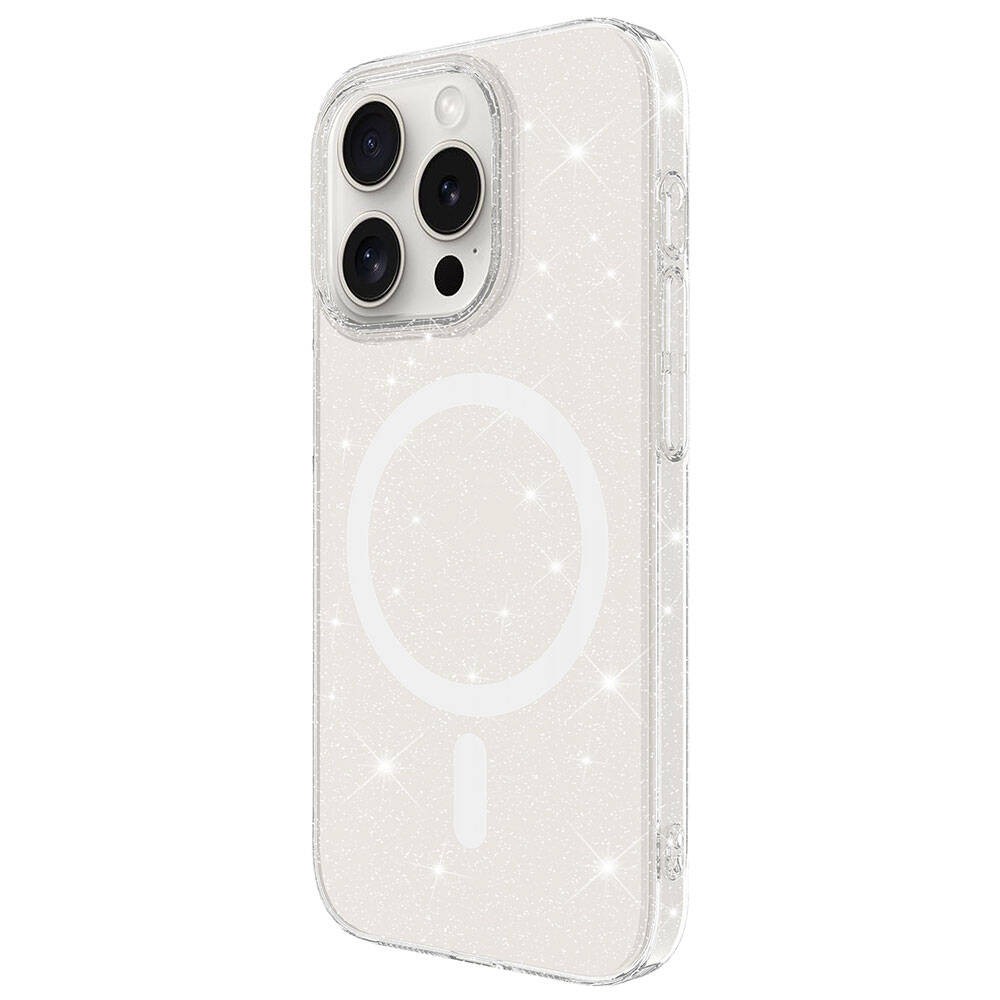 iPhone 15 Pro Zore Magsafe Şarj Özellikli Simli Şeffaf Arka Yüzey Erdos Silikon