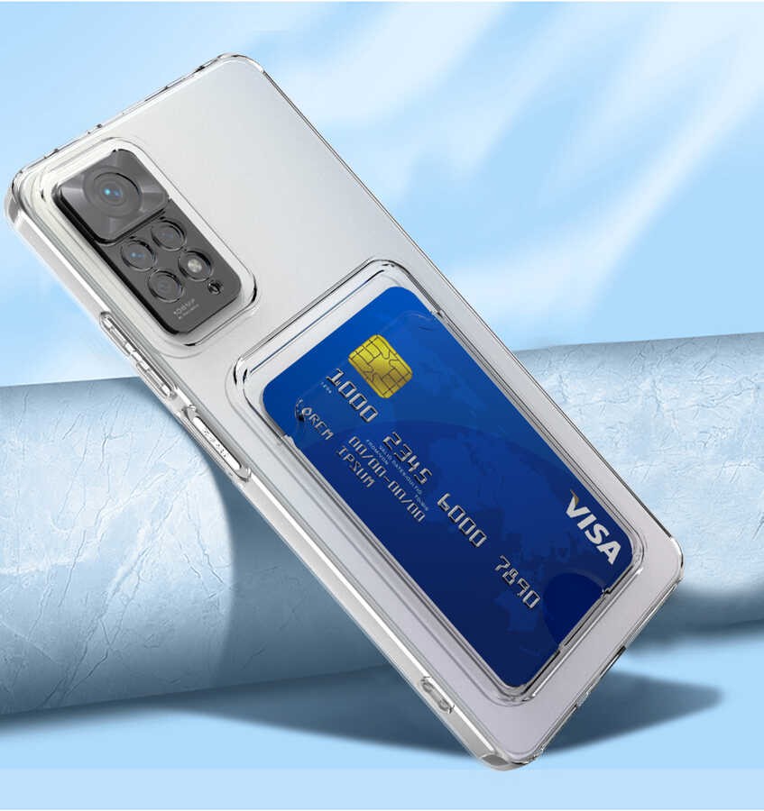 Xiaomi Redmi Note 11 Global Kartlıklı Şeffaf Zore Setra Clear Silikon Kılıf