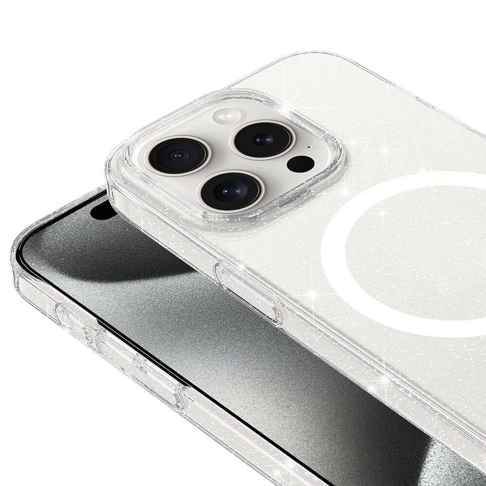 iPhone 15 Pro Zore Magsafe Şarj Özellikli Simli Şeffaf Arka Yüzey Erdos Silikon